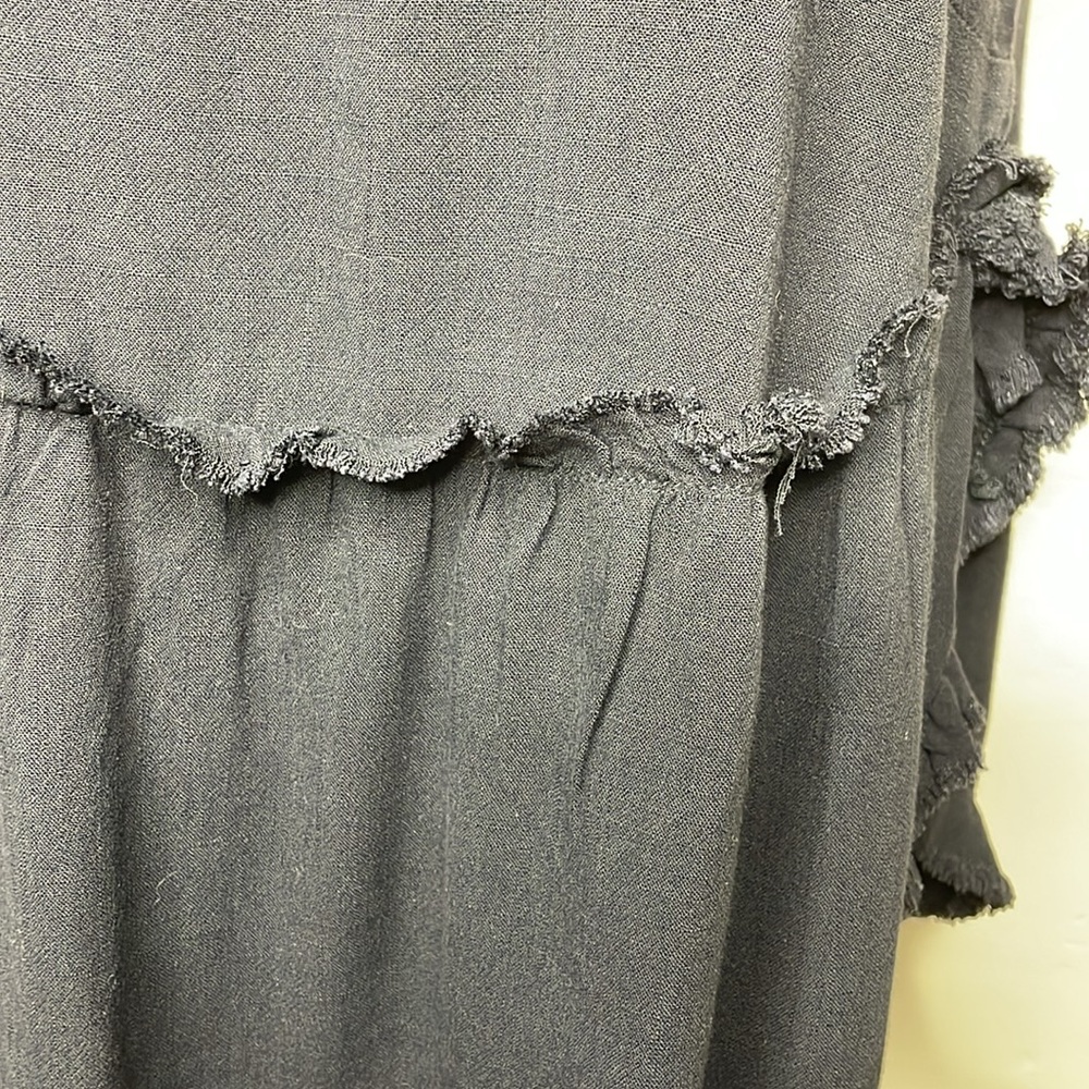 UMGEE Top Black Linen Blend Popover BOHO Side Splits to Waist Sleeveless Small - Picture 7 of 12